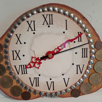 雕塑 标题为“Finnish Mark Clock” 由Raimo Rautio, 原创艺术品, 木