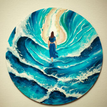 Peinture intitulée "Aquamarine 1" par Rais Art, Œuvre d'art originale, Huile