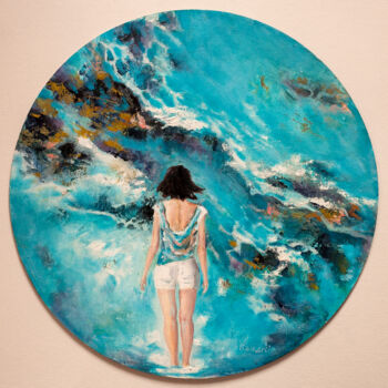 Peinture intitulée "Aquamarine 2" par Rais Art, Œuvre d'art originale, Huile