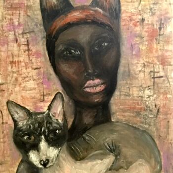 Картина под названием "Ancient woman with…" - Raissa Kagan, Подлинное произведение искусства, Масло