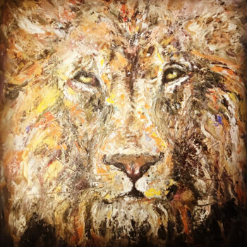 Pittura intitolato "Lion original oil p…" da Raissa Kagan, Opera d'arte originale, Olio