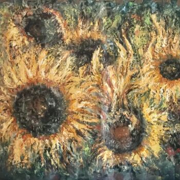 Painting titled "Sunflowers large ca…" by Raissa Kagan, Original Artwork, Oil