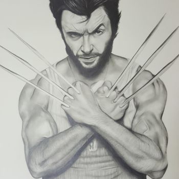 图画 标题为“The Wolverine” 由Raissa Levati Pelegrim, 原创艺术品, 石墨