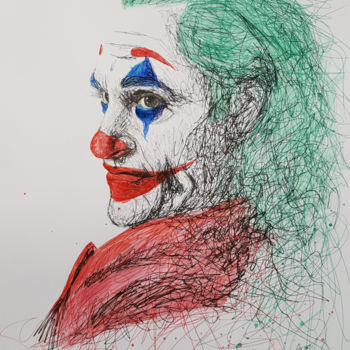 Drawing titled "JOKER" by Raissa Levati Pelegrim, Original Artwork, Ballpoint pen