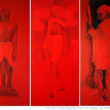 Pittura intitolato "my soul is burning…" da Raj Kumar Mazinder, Opera d'arte originale