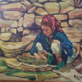 Painting titled "La petite paysanne" by Raja El Ouadili, Original Artwork