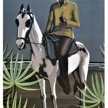 Painting titled "young-man-on-horse.…" by Rajan Krishnan, Original Artwork, Oil