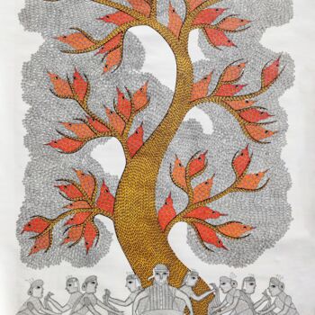 「Tree Of Life 10」というタイトルの絵画 Rajendra Kumar Shyamによって, オリジナルのアートワーク, アクリル