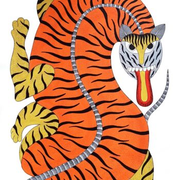 Peinture intitulée "Tiger" par Rajendra Kumar Shyam, Œuvre d'art originale, Acrylique