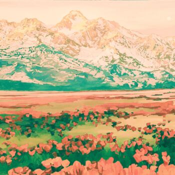 Malerei mit dem Titel "Flower Field" von Rajesh Saggi, Original-Kunstwerk, Acryl