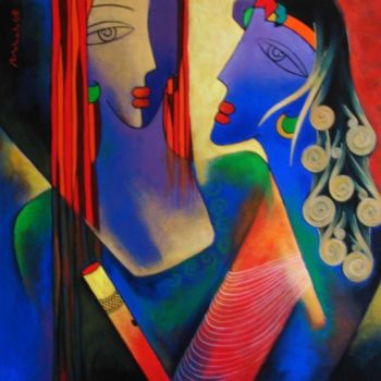 Painting titled "Lovers - Made for e…" by Rajesh Shah, Original Artwork, Acrylic