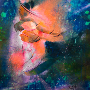 「Turning towards Love」というタイトルの絵画 Raj Majiによって, オリジナルのアートワーク, アクリル ウッドストレッチャーフレームにマウント