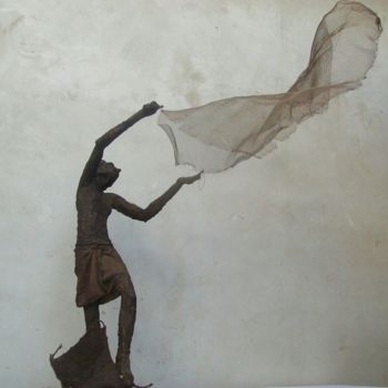 Sculpture titled "The old man sculptu…" by Raksha R, Original Artwork, Metals