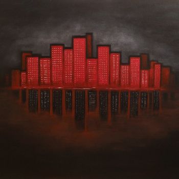 Painting titled "Abstract Art, City…" by Raksha R, Original Artwork, Acrylic