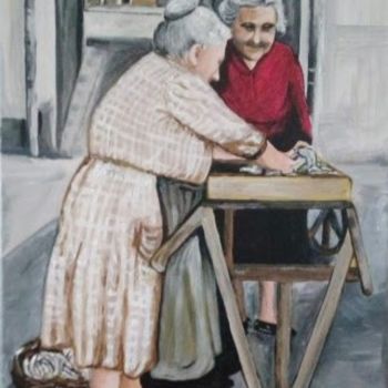 Pintura intitulada "Il carretto del pes…" por Daniela Politi, Obras de arte originais, Acrílico Montado em Painel de madeira