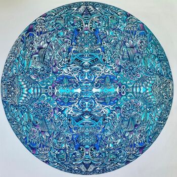 Painting titled "Mandala 2" by Ralf Abati, Original Artwork, Acrylic Mounted on Wood Stretcher frame
