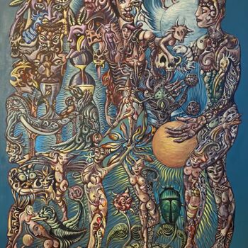 Картина под названием "Zeitreise" - Ralf Abati, Подлинное произведение искусства, Акрил Установлен на Деревянная рама для но…