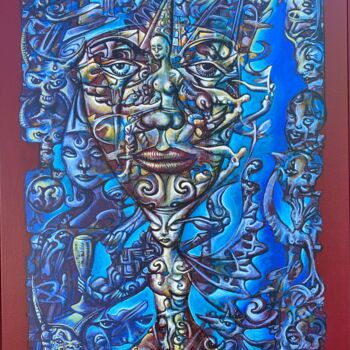 Painting titled "Der Kelch" by Ralf Abati, Original Artwork, Acrylic Mounted on Wood Stretcher frame