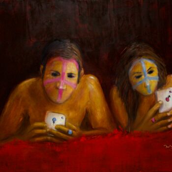 Painting titled "Communication" by Ralf Benick, Original Artwork, Oil