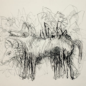Zeichnungen mit dem Titel "Wolf / Wilczydło" von Justyna Ralicka, Original-Kunstwerk, Andere