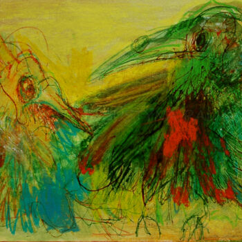 Dibujo titulada "Ptaszydła / Birds" por Justyna Ralicka, Obra de arte original, Acuarela