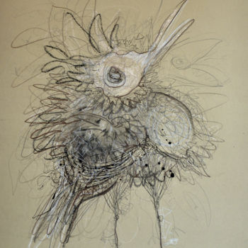 Drawing titled "Ptaszysko II / Bird" by Justyna Ralicka, Original Artwork, Graphite