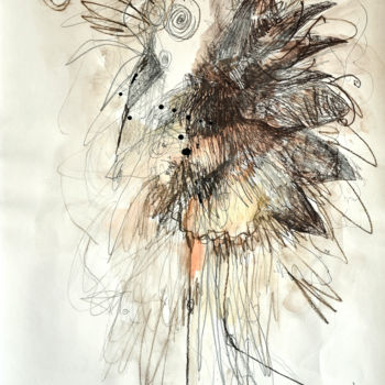 Dibujo titulada "Bird / Ptaszysko" por Justyna Ralicka, Obra de arte original, Grafito