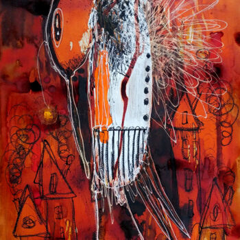 "Red bird/Ptak czerw…" başlıklı Tablo Justyna Ralicka tarafından, Orijinal sanat, Akrilik