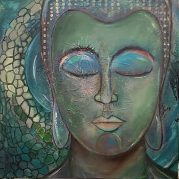 Pintura intitulada "Bouddha(2)" por Ralph Spegelaere, Obras de arte originais, Óleo