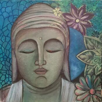 Painting titled "Bouddha (3)" by Ralph Spegelaere, Original Artwork, Oil