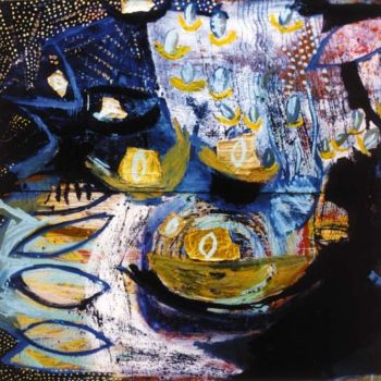 Malerei mit dem Titel "TraumreiseNagual" von Ralph Kleiner, Original-Kunstwerk, Öl
