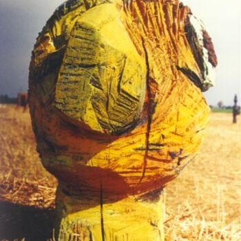 Skulptur mit dem Titel "Kopf gelb, aus" von Ralph Kleiner, Original-Kunstwerk