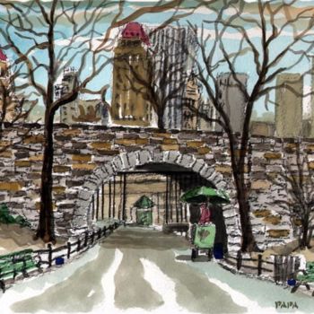 Картина под названием "Central Park" - Ralph Papa, Подлинное произведение искусства, Масло