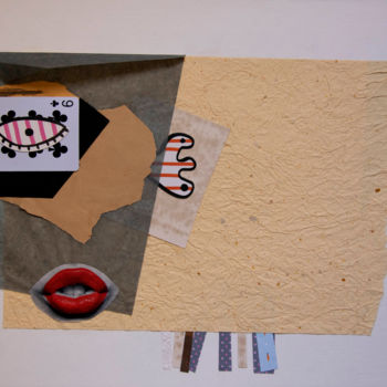 Collages titled "The Card Player" by Raluca Arnăutu, Original Artwork, Collages Mounted on Cardboard