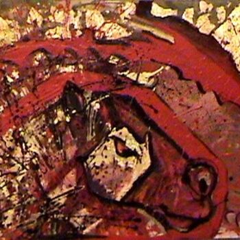 Pittura intitolato "Red hourse" da Raluca Cirti, Opera d'arte originale, Olio