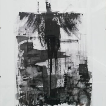 Painting titled "Darkness" by Raluca Cozma (Black Bird Art), Original Artwork, Ink