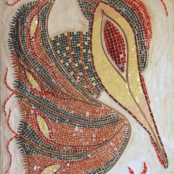 Скульптура под названием "The winged creature" - Raluca-Ioana Enăchescu, Подлинное произведение искусства, Мозаика