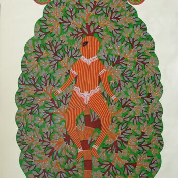Pittura intitolato "Gond Painting  ( Tr…" da Ram Singh Urveti, Opera d'arte originale, Acrilico