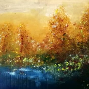 Painting titled "Autumn forest" by Rama Zleta, Original Artwork, Oil
