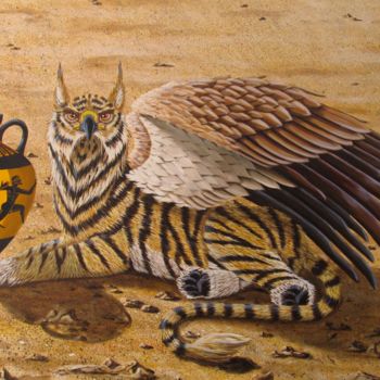 Ζωγραφική με τίτλο "Mythological griffin" από Caetano Ramalho, Αυθεντικά έργα τέχνης, Λάδι