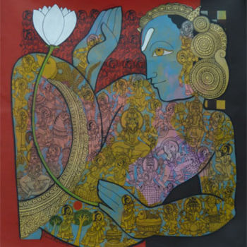 Painting titled "Vishnu" by Ramesh Gorjala, Original Artwork