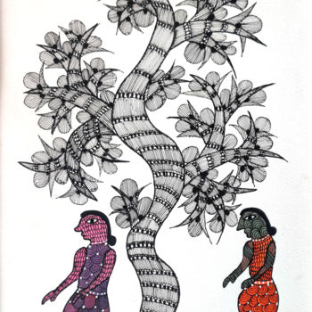 "Gond Painting35" başlıklı Tablo Ramesh Shyam tarafından, Orijinal sanat, Akrilik
