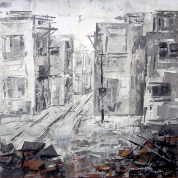 Peinture intitulée "The Street 3" par A R Ramesh, Œuvre d'art originale, Acrylique