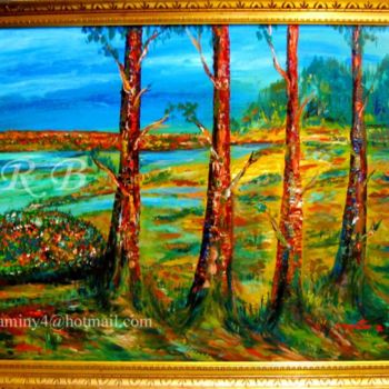 Painting titled "Landscape Forest an…" by Rami Benatar, Original Artwork, Oil
