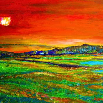 Peinture intitulée "Sunset in the Wild…" par Rami Benatar, Œuvre d'art originale, Huile