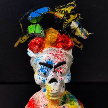 Sculpture titled "Frida's  Skull and…" by Ramil Dayanov, Original Artwork, Plaster