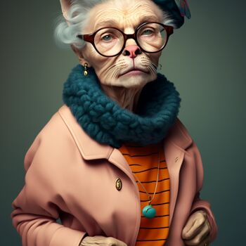 Digital Arts titled "Mildred, the Cat" by Ramona Gliga, Original Artwork, AI generated image