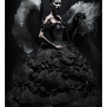 Arte digital titulada "Black Swan 2" por Ramona Gliga, Obra de arte original, Imagen generada por IA