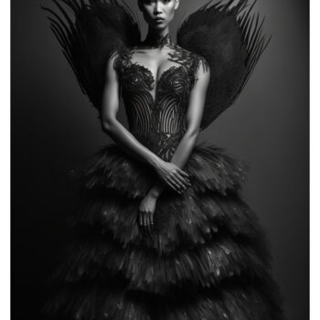 Digital Arts titled "Black Swan 6" by Ramona Gliga, Original Artwork, AI generated image