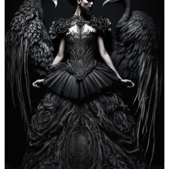 Digitale Kunst getiteld "Black Swan 7" door Ramona Gliga, Origineel Kunstwerk, AI gegenereerde afbeelding
